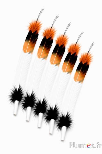 Gans - indianenveer - 30-35 cm - wit-zwart-azteeks goud